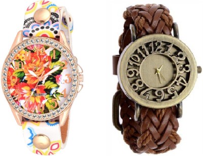 COSMIC WHITE FLORAL WITH Classic Vintage Hollow Wooven Leather PARTY WEAR Watch  - For Women   Watches  (COSMIC)
