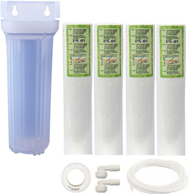 

BalRama 3/8inch Connection Plastic Prefilter Bowl SOR 10 inch Housing Set Clear Transparent Plastic Sediment Dust Filter with Spun PP Candle + Elbow Connectors + Pipe 3/8inch + Teflon Tape Solid Filter Cartridge(5, Pack of 9)