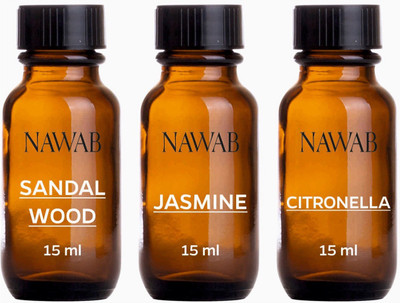 

NAWAB essential aroma Diffuser oil(Sandalwood,Jasmine,Citronella-15ml each) Aroma Oil(45 ml)