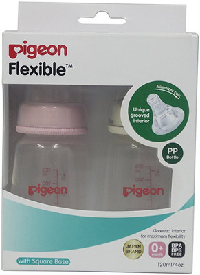 

Pigeon 120ml Peristaltic Nursing Bottle Twin Pack Nipples (Pink/White) - 120 ml(Pink, White)