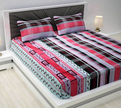 

CURL UP 104 TC Polycotton Double Striped Bedsheet(Pack of 1, Multicolor)