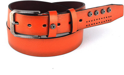 

Milky Way Men Casual, Party, Formal, Evening Orange Genuine Leather Belt, Golden brown