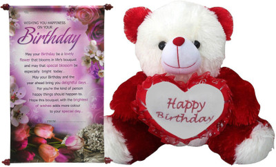 

Saugat Traders Birthday Gift Combo - Happy Birthday Teddy With Scroll Card