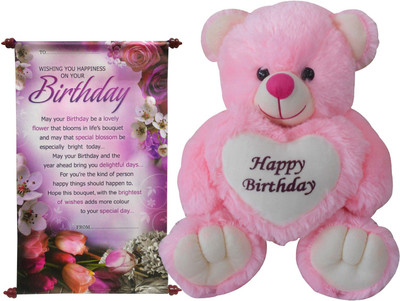 

Saugat Traders Birthday Gift Combo - Happy Birthday Teddy With Scroll Card(Set of 2)