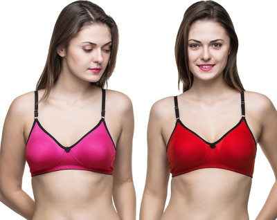 Docare Stylish and Comfortable Women T-Shirt Bra(Red, Pink)