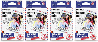 

Fujifilm Instax Mini Airmail (10X4) Film Roll(Yes 800 ISO Pack of 4)