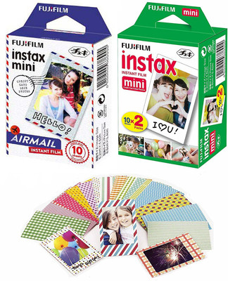 

Fujifilm Instax Mini (10X2) , Sticker set & Airmail (10X1) Film Roll(Yes 800 ISO Pack of 2)