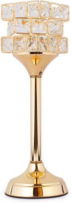 

Jewel Fuel Pillar Candle Stand Showpiece (13 Inch ) Crystal Tealight Holder(Gold, Pack of 1)