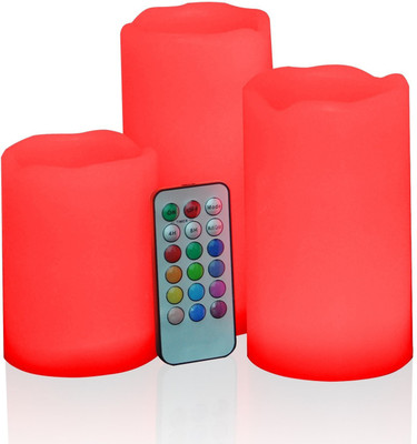 

VibeX ® Tealights with Timer and Remote - Battery Operated Flameless LED Candles Light Candle(Multicolor, Pack of 3)