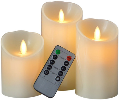 

VibeX ® Dancing Flame Wax Pillar LED Candle with Remote Control Candle(Multicolor, Pack of 3)