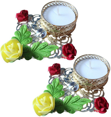 

LOF Handmade Flower Candle For Diwali T-Light Set of 2 Candle(Multicolor, Pack of 2)