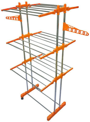 

Best 4U HEAVY WEIGHT CARRYING CAPACITY Stainless Steel Floor Cloth Dryer Stand(Orange)