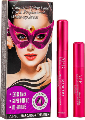 

APK Mascara and Eyeliner smudge proof Long ladting(Set of 2)