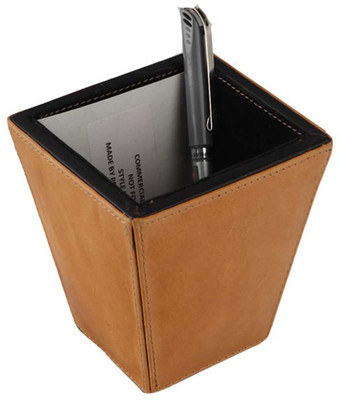 

JL Collections 1 Compartments Leather Pen Holder(Camel & Black)