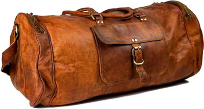 

iHandikart Handmade Leather Bag | Duffle Bag | Luggage Bag | Travel Bag | Gym & Yoga Bag | 22"x 11" x 11" Travel Duffel Bag(Brown)