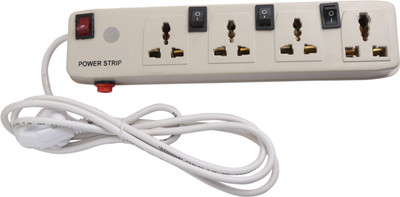 

S.Blaze 4+4 ABS Body Extension Cord / Power Strip 6 Amp. ON/ OFF switch with FREE One 10 Amp. Fuse 4 A Three Pin Socket