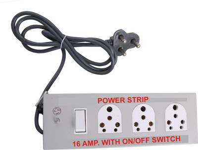 

S.Blaze 3+1 Metal Body Extension Cord / Power Strip 16 Amp. On / OFF Switch with FREE One Fuse 3 A Five Pin Socket
