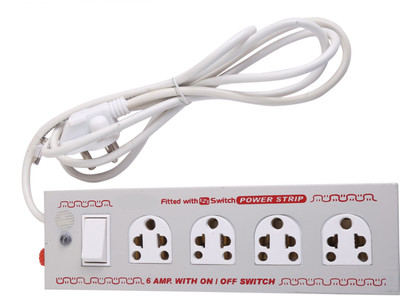 

S.Blaze 4+1 Metal Body Extension Cord / Power Strip 6 Amp. ON / OFF Switch with FREE One 10 Amp. 4 A Five Pin Socket