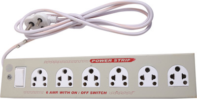 

S.Blaze 6+1 Metal Body Extension Cord / Power Strip 6 Amp. with ON / OFF Switch with FREE One 10 Amp. Fuse 6 A Five Pin Socket