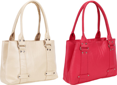

Lady bar Shoulder Bag(Beige, Pink)