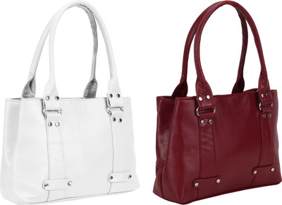 

Lady bar Shoulder Bag(White, Maroon), Maroon;white