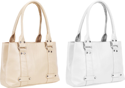 

Lady bar Shoulder Bag(Beige, White)