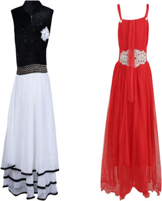 Crazeis Girls Maxi/Full Length Party Dress(Multicolor, Sleeveless) Crazeis Girls Maxi/Full Length Party Dress(Multicolor, Sleeveless)