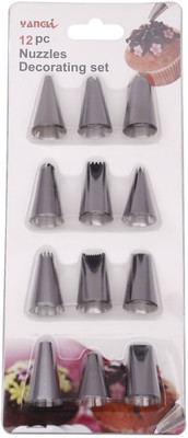 

Skywalk 12 Pcs Icing Piping Nozzles Cake Sugarcraft Decorating 12 Pcs Icing Piping Nozzles Cake Sugar craft Silver Kitchen Tool Set(Silver)