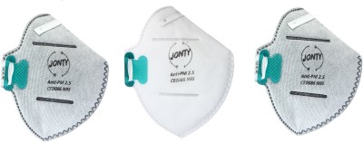 

Jonty N95 PM2.5 Ativated Carbon Face Mask with Breathing Valves (2Grey and White, Pack of 3) Mask