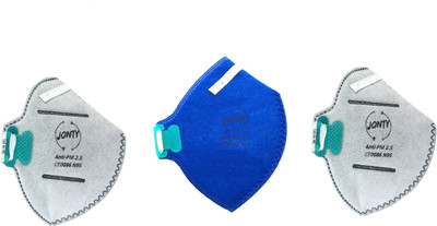 

Jonty N95 PM 2.5 Ativated Carbon Face Mask with Breathing Valve Anti-pollution Mask(Blue, Grey, Pack of 3