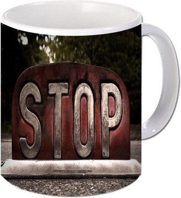 

Maison N Mode Stop Coffee Ceramic Mug(330 ml), Multicolor