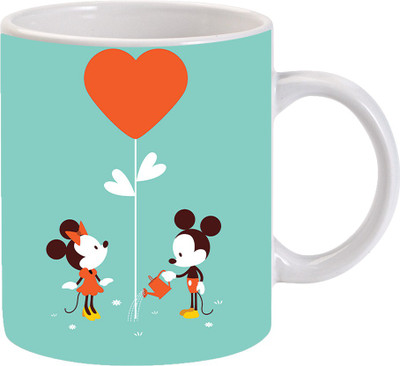 

Maison N Mode Micky Heart Coffee Ceramic Mug(330 ml), Multicolor