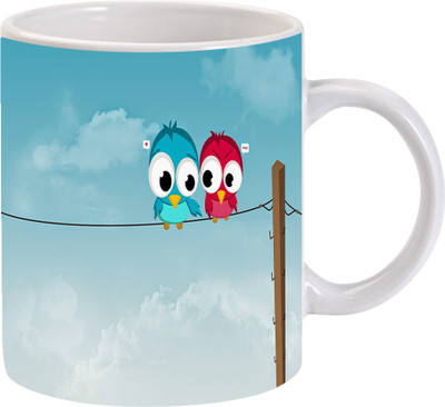 

Maison N Mode Fly Couple At Wire Coffee mug Ceramic Mug(330 ml), Multicolor