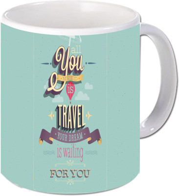 

Maison N Mode All You Is Travel Coffee Ceramic Mug(330 ml), Multicolor