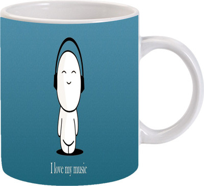 

Maison N Mode I Love My music Coffee Ceramic Mug(330 ml), Multicolor
