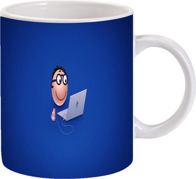 

Maison N Mode A Lappy Man Coffee Ceramic Mug(330 ml), Multicolor
