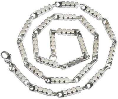 Men Style 4 mm Width Hexagonl Design Classic Design 22 inch Long Sterling Silver Plated Stainless Steel Chain available at flipkart for Rs.299