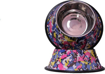 

Pawsitively Pet Care High Quality Multi-Color Printed -500 ml Round Steel Pet Bowl(600 ml Multicolor)