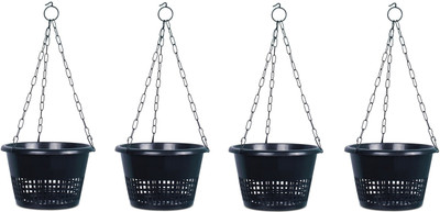 

Truphe Garden Hanging Pot Black - Orchid Size 22 x 14 cm (Pack of 4) Plant Container Set(Pack of 4, Plastic)