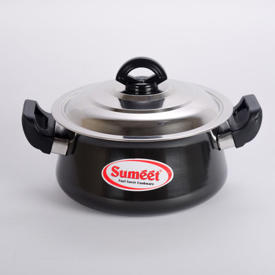 

Sumeet 3mm Hard Anodised Handi With (S.S. Lid) (2 Ltr) No. 13 Handi 2 L with Lid(Aluminium, Non-stick), Black