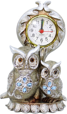 

Tied Ribbons Owl shaped showpiece clock for diwali home decoration Decorative Showpiece - 11 cm(Polyresin, Multicolor)