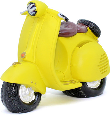 

Tied Ribbons Scooter Shapes Money Saving Box Showpiece Home Decor Decorative Showpiece - 17 cm(Polyresin, Yellow)