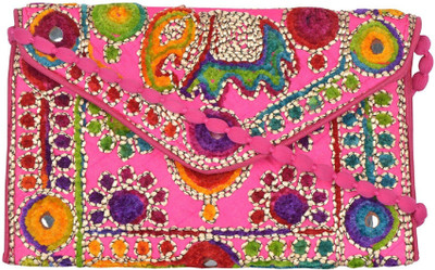 

Hind Hastkala Women Casual Pink Silk Sling Bag