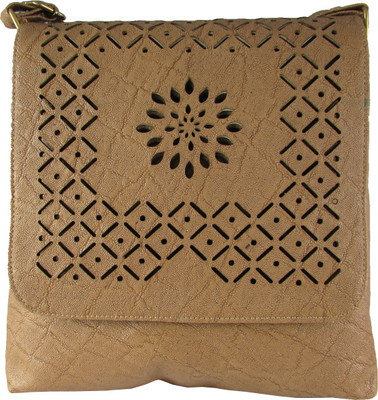 

MTE Women Casual Beige Leatherette Sling Bag