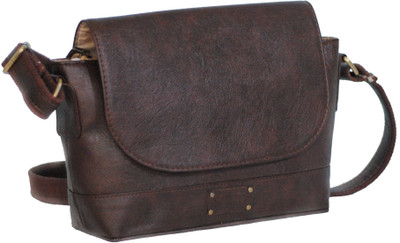 

Strutt Girls Brown Leatherette, Linen Sling Bag