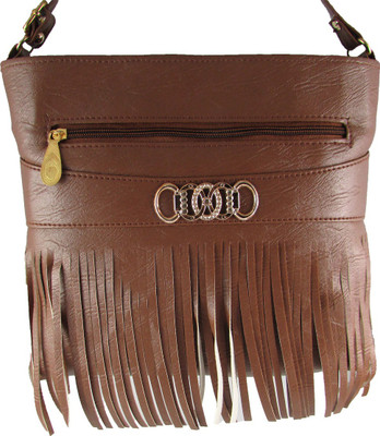 

MTE Women Casual Tan Leatherette Sling Bag