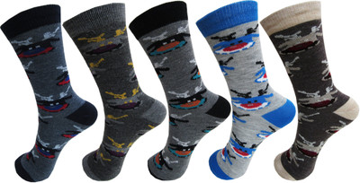 RC. ROYAL CLASS Boys & Girls Self Design Mid-Calf/Crew(Pack of 5)