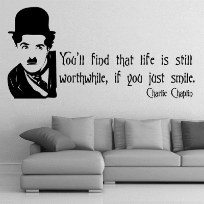Asmi Collections 115 cm Charlie Chaplin Motivational Quotes Removable Sticker(Pack of 1)