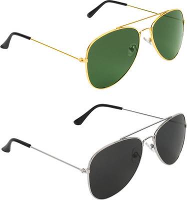 ABNER Aviator, Aviator Sunglasses(For Men & Women, Green, Black)