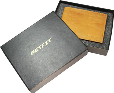 

Retfit Men Tan Genuine Leather Wallet(8 Card Slots), Tan yellow